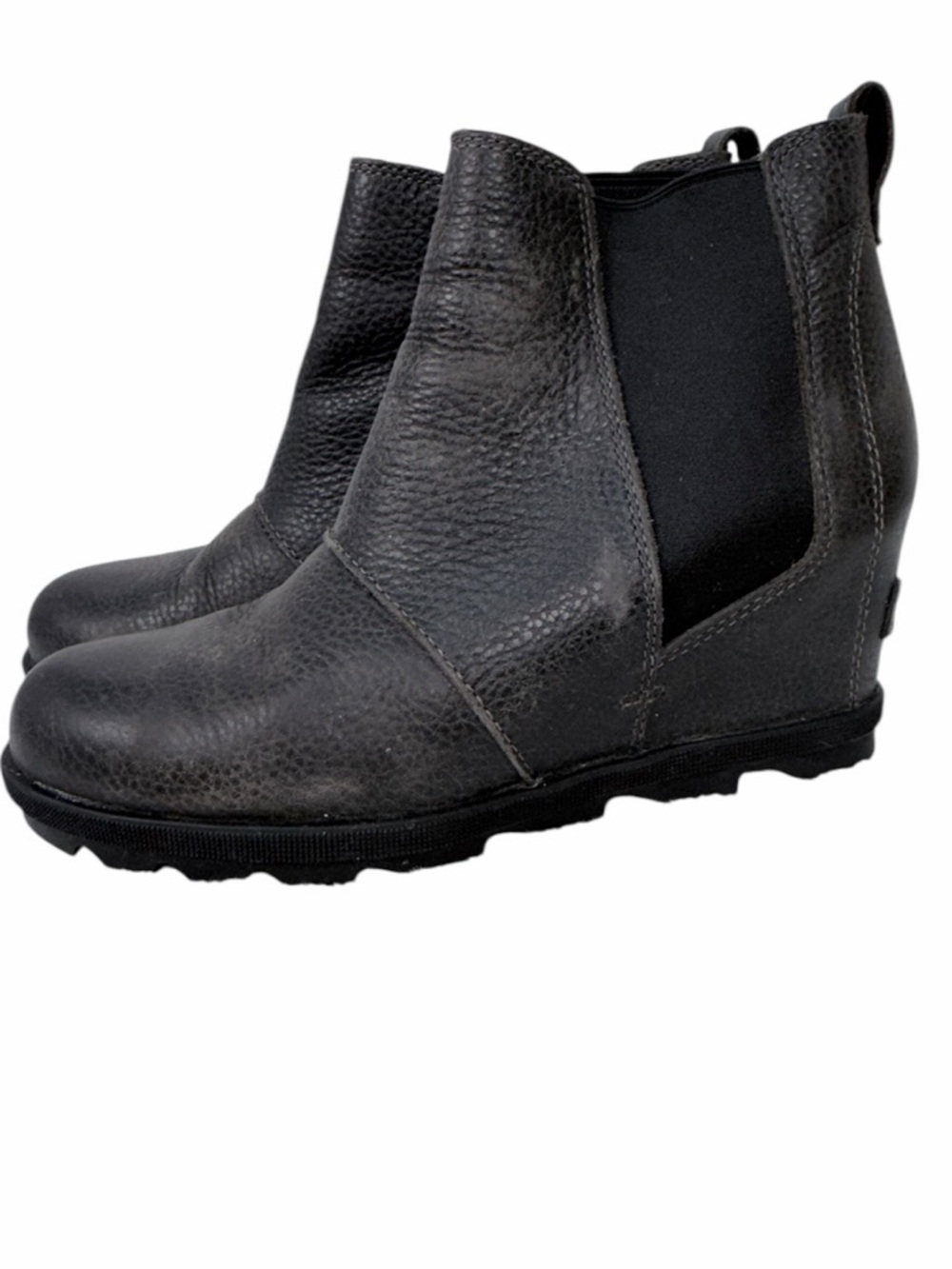 Sorel Chelsea Boots Womens 8 Black gray Leather Waterproof Ankle Boot Lug Sole - Picture 6 of 16
